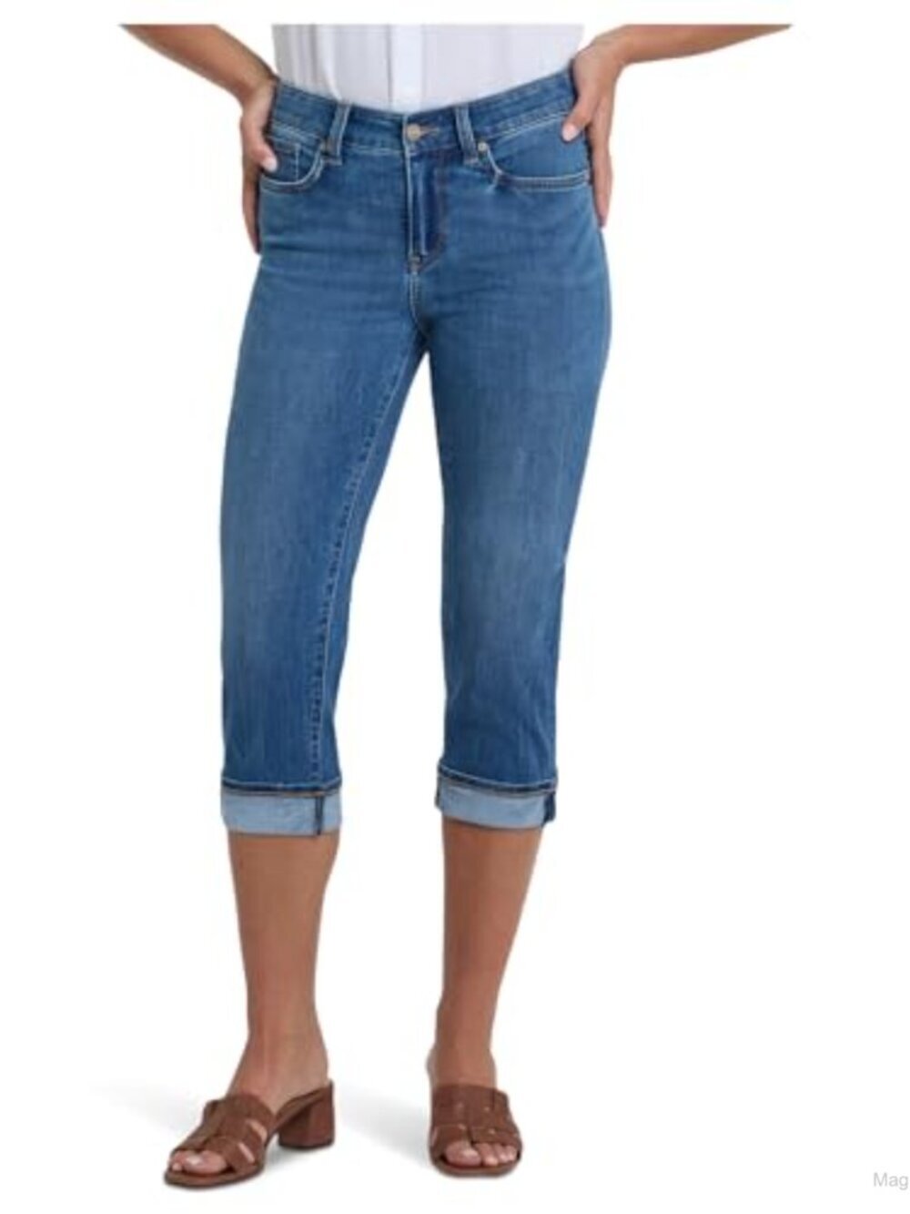 NYDJ Marilyn Crop Cuff Jeans Lift Tuck Tech Straight Leg Denim